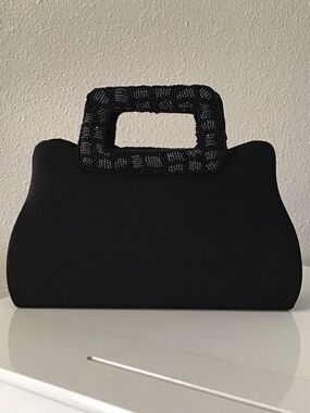 Bijoux Terner Black Beaded Handle Clutch